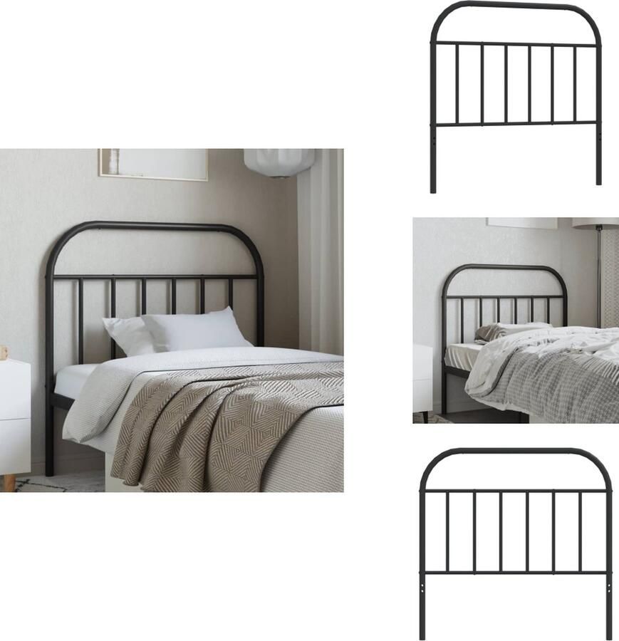 VidaXL Hoofdbord Hoofdborden Hoofdeinde Metalen Hoofdbord metaal zwart 107 cm