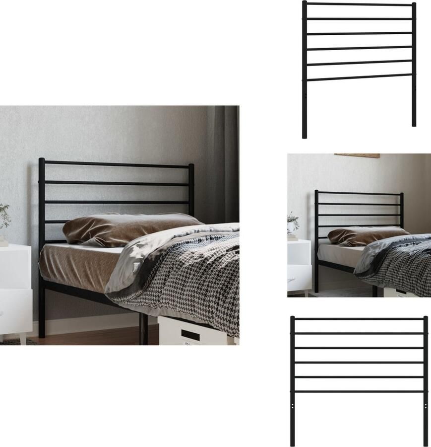VidaXL Hoofdbord Klassiek Zwart 80 x 3 x 100 cm Robuuste Metalen Constructie Bedonderdeel