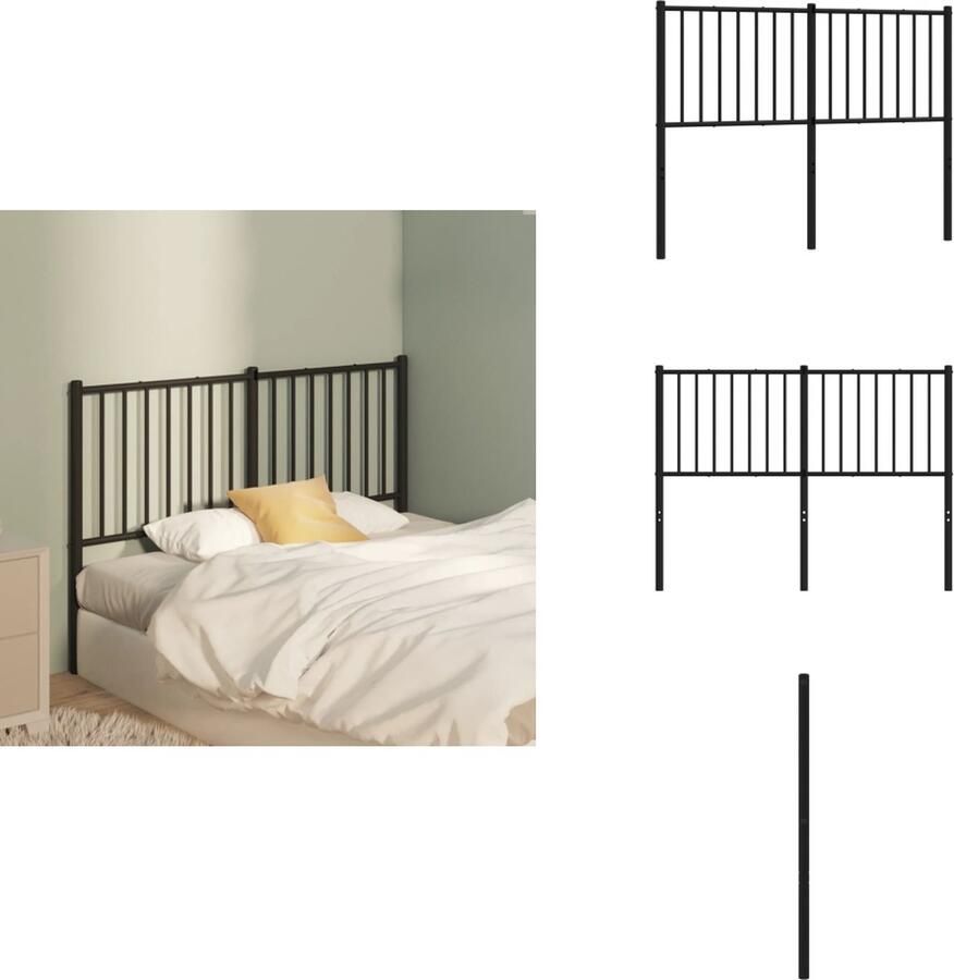 VidaXL Hoofdbord Metalen Hoofdbord 125 x 3 x 90 cm (L x B x H) Zwart Bedonderdeel