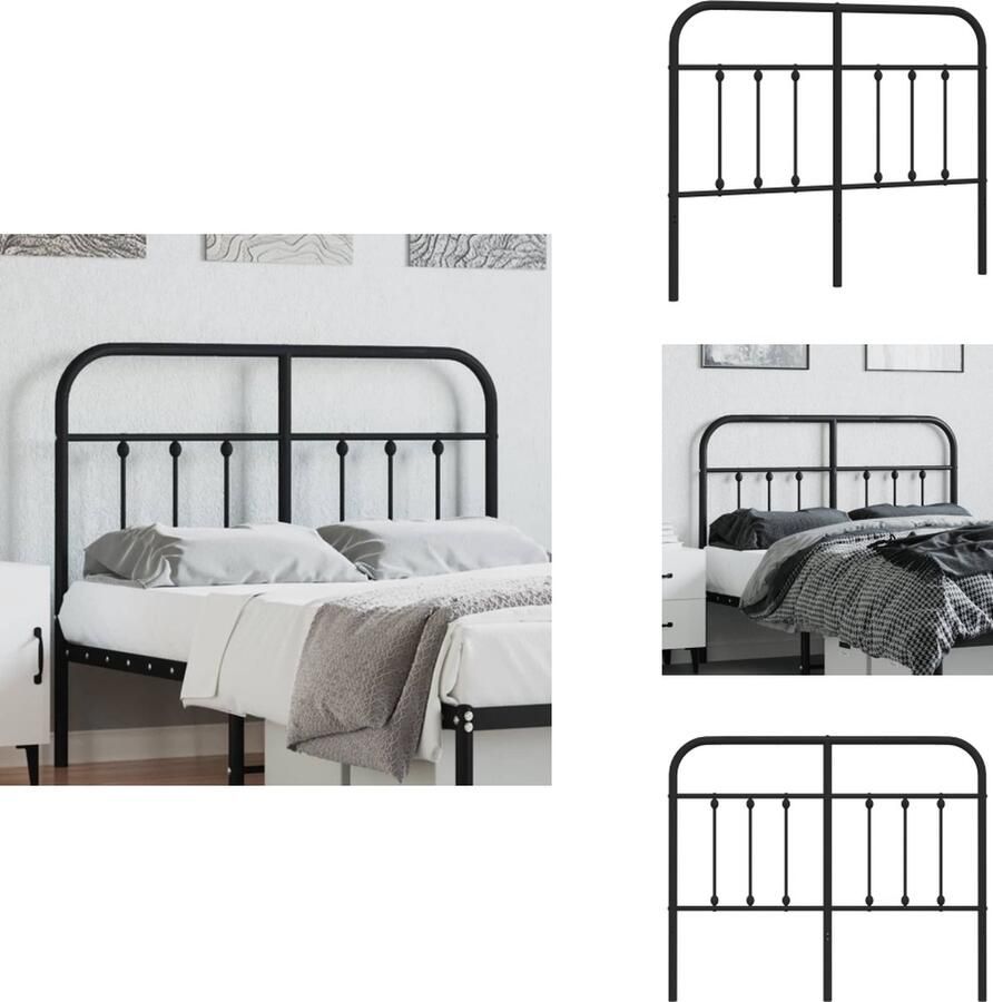 VidaXL Hoofdbord Klassiek Bedaccessoire Afmeting- 125 x 3 x 100 cm Materiaal- Staal Kleur- Zwart Bedonderdeel