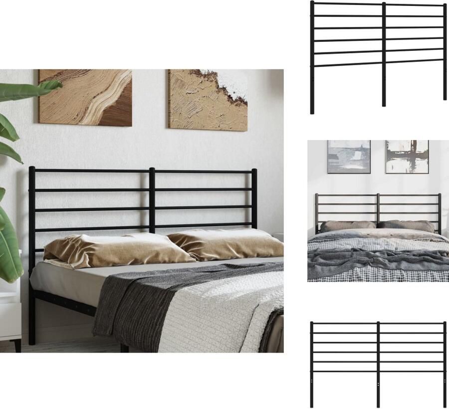 VidaXL Hoofdbord Klassiek design Robuuste metalen constructie Stevige en stabiele poten Comfortabele ondersteuning Kleur- Zwart Afmetingen- 156 x 3 x 90 cm Geschikt voor matrasbreedte van 150 cm Montage vereist Bedonderdeel