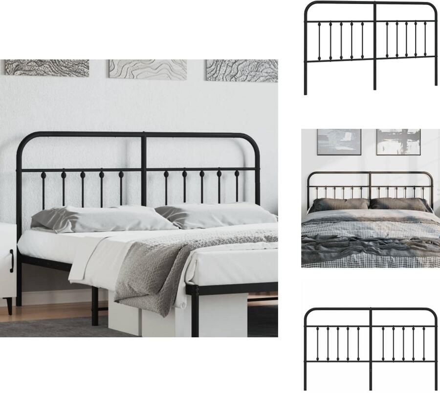 VidaXL Hoofdbord Hoofdborden Hoofdeinde Metalen Hoofdbord metaal zwart 180 cm