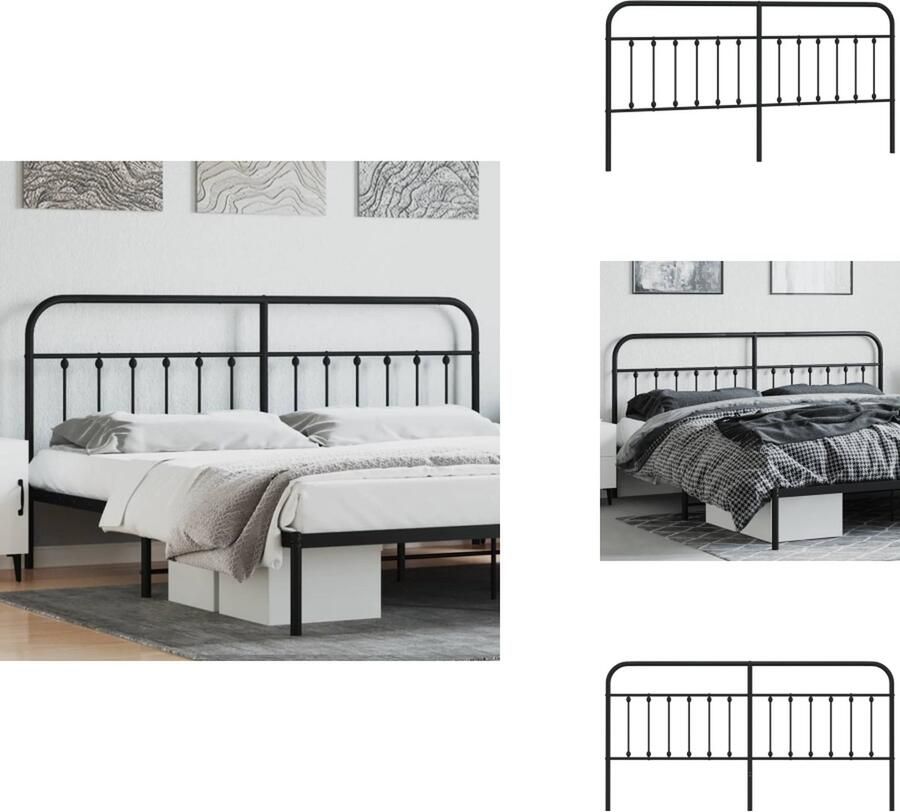 VidaXL Klassiek Hoofdbord Zwart 198 x 3 x 90 cm Robuuste Metalen Constructie Bedonderdeel - Foto 3