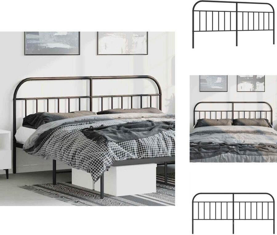 VidaXL Hoofdbord Hoofdborden Hoofdeinde Metalen Hoofdbord metaal zwart 193 cm