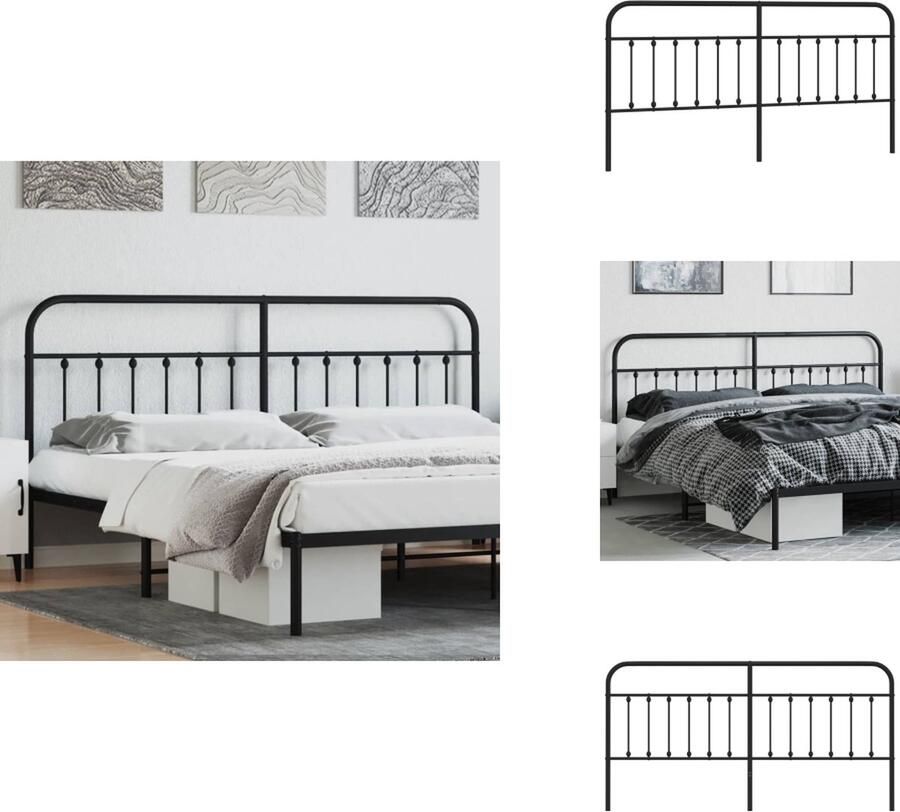 VidaXL Hoofdbord Hoofdborden Hoofdeinde Metalen Hoofdbord metaal zwart 200 cm