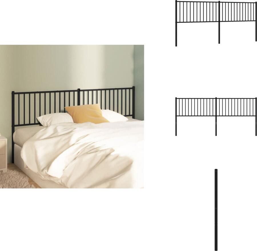 VidaXL Hoofdbord Hoofdborden Hoofdeinde Metalen Hoofdbord metaal zwart 200 cm