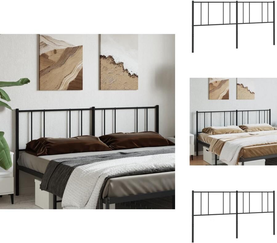 VidaXL Hoofdbord Hoofdborden Hoofdeinde Metalen Hoofdbord metaal zwart 200 cm - Foto 2