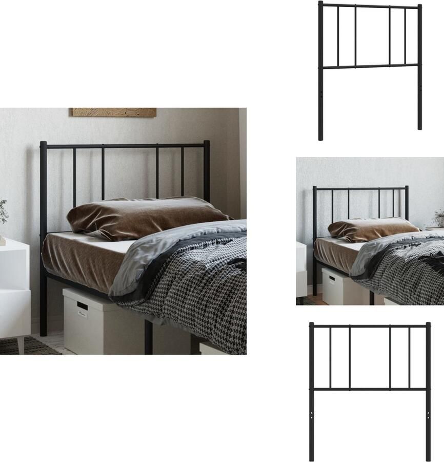 VidaXL Hoofdbord Klassiek Zwart 80 x 3 x 100 cm Robuuste Metalen Constructie Bedonderdeel - Foto 2