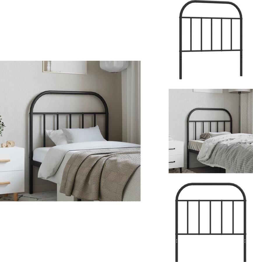 VidaXL Hoofdbord Robuuste metalen constructie Stevige en stabiele poten Comfortabele ondersteuning Kleur- zwart Materiaal- staal Afmetingen- 85 x 3 x 100 cm Geschikt voor 80 cm brede matras Bedonderdeel