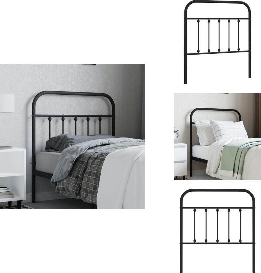 VidaXL Hoofdbord Hoofdborden Hoofdeinde Metalen Hoofdbord metaal zwart 90 cm