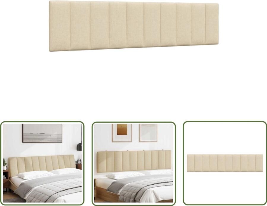 VidaXL Hoofdbord Hoofdbordkussen Hanko 200 cm stof crèmekleurig Sierkussens Beddecoratie Bedroom Decor