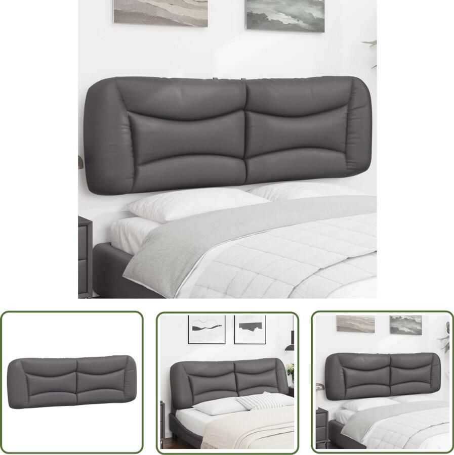 The Living Store Hoofdbordkussen 160 cm kunstleer grijs Hoofdbordkussen Hoofdbord Sierkussens Slaapcomfort Bedroom Decor