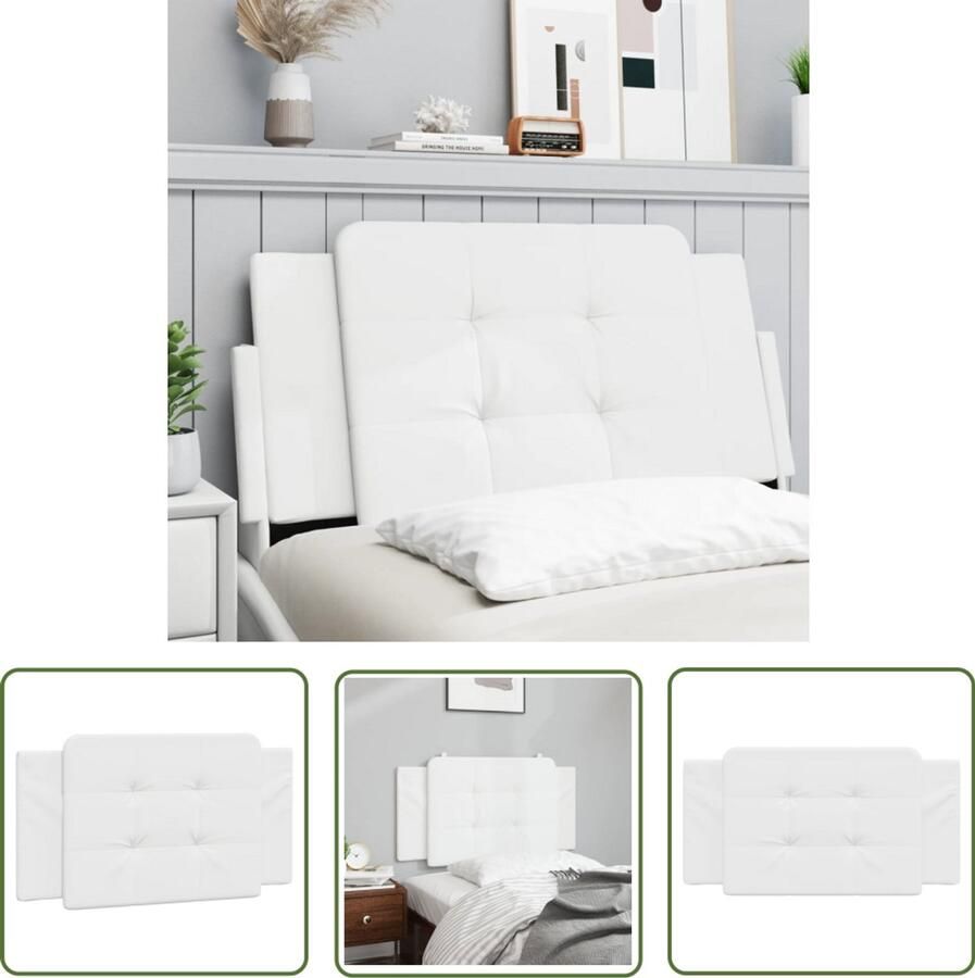 The Living Store Hoofdbordkussen 100 cm kunstleer wit Hoofdbordkussen Hoofdbord Beddengoed Slaapkamerinrichting Kunstleder