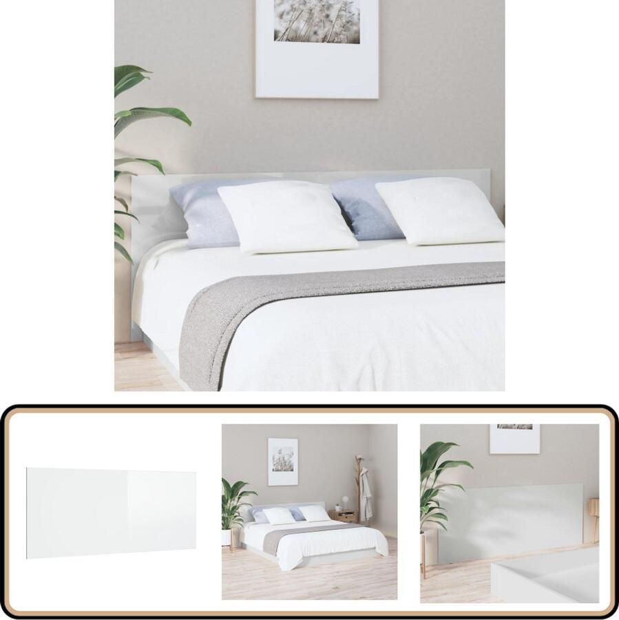 VidaXL Hoofdbord Hoogglans Wit 200x80 cm Hoofd Bord Hoofdeinde Houten Hoofdbord Wit Bedroom Decor Slaapkamer Accessoires