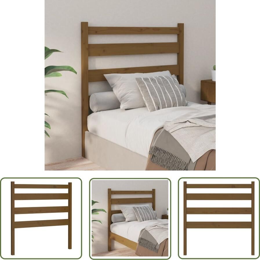 The Living Store Houten Hoofdeinde Honingbruin 81 x 4 x 100 cm Rustiek massief grenenhout Houten Hoofdbord Massief Hout Grenenhout Bruine Hoofdbord