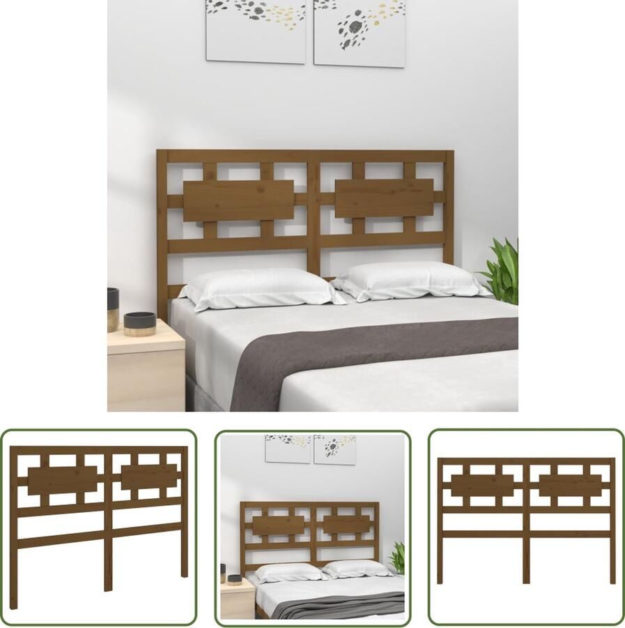 The Living Store Houten Hoofdeinde 145.5 x 100 cm Honingbruin Massief Grenenhout Houten Hoofdeinde Hoofdbord Grenenhout Massief Hout Landelijk Meubilair