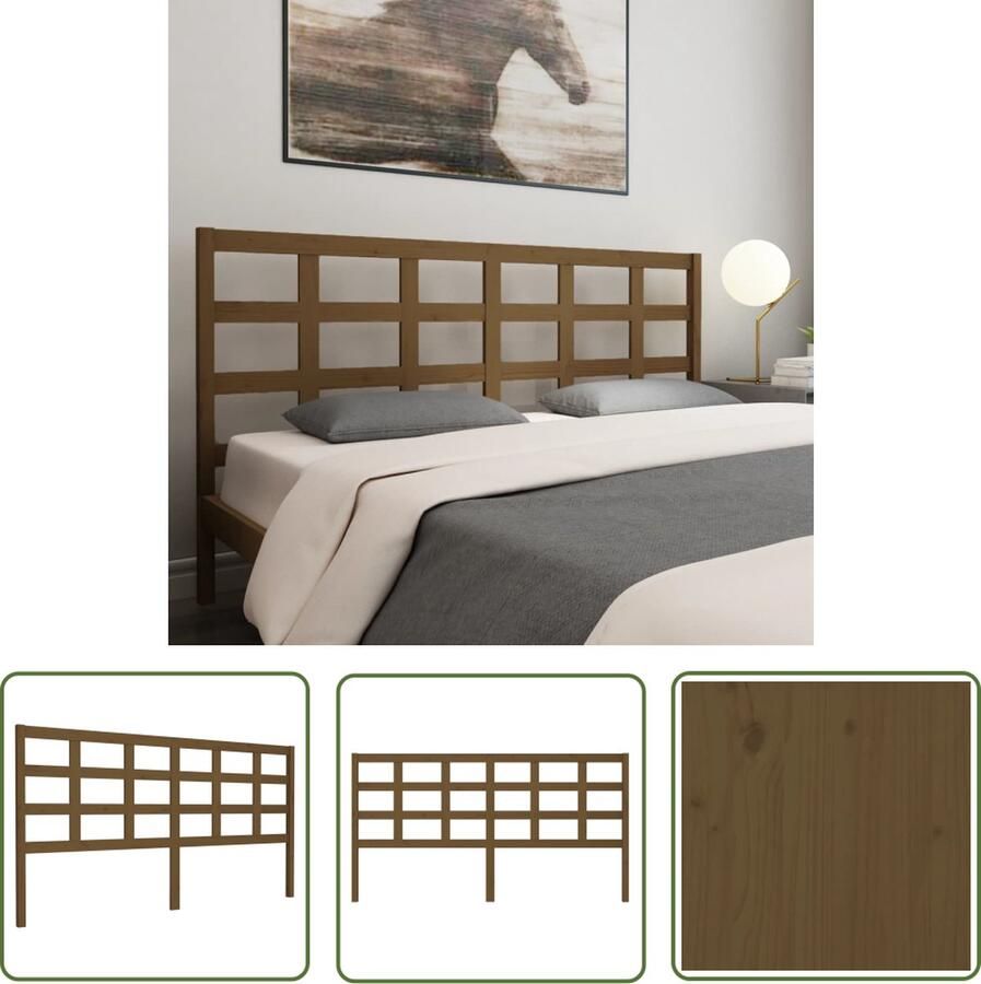 The Living Store Houten Hoofdeinde Hoogwaardig Grenenhout 185.5 x 4 x 100 cm Honingbruin Houten Hoofdeinde Hoofdbord Grenenhout Honingbruin Massief Hout