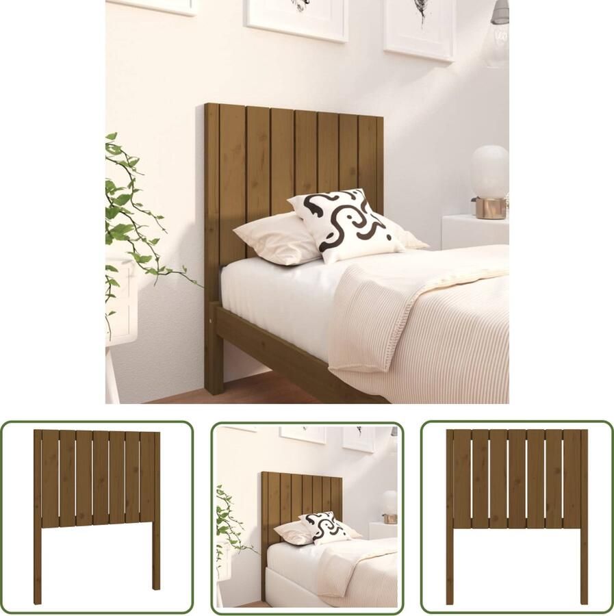 The Living Store Houten Hoofdeinde Hoofdeinden 80.5 x 4 x 100 cm Honingbruin Houten Hoofdeinde Hoofdbord Bedroom Decor Rustic Style Wooden Headboard