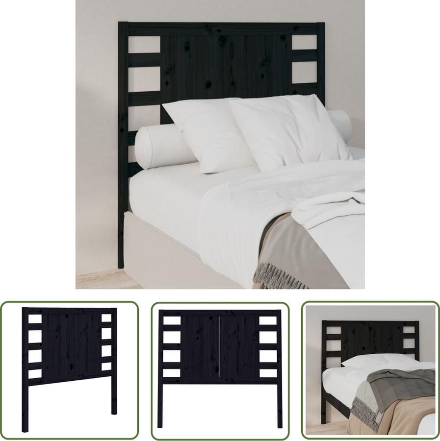 The Living Store Houten Hoofdeinde Zwart 96x4x100 cm Rustieke Kenen Houten Hoofdeinde Hoofdbord Vintage Hoofdeinde Rustic Headboard Black Headboard