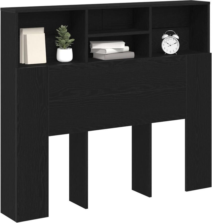 VidaXL Hoofdbord Kast Zwart Eiken Bewerkt Hout 120 x 19 x 103 5 cm - Foto 2