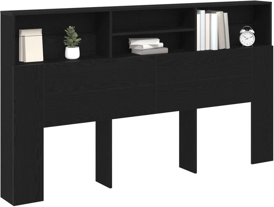 VidaXL Hoofdbord Kast Zwart eiken Bewerkt hout 180 x 19 x 103.5 cm - Foto 2