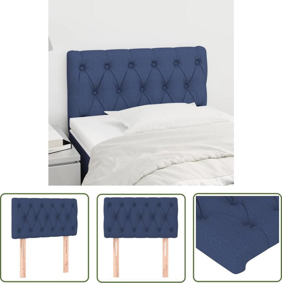 The Living Store Hoofdbord Klassiek Blauw 80 x 7 x 78 88 cm Duurzaam stof en hout Verstelbare hoogte Hoofd Bord Hoofdbord Klassiek Beddecoratie Slaapkamers Blauwe Kamer