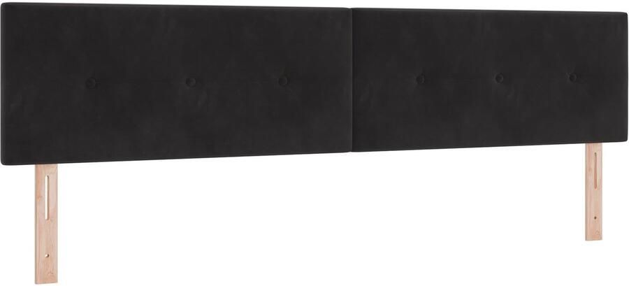 VidaXL Hoofdbord Set van 2 Zwart Hout en stof Standaard Minimalistisch