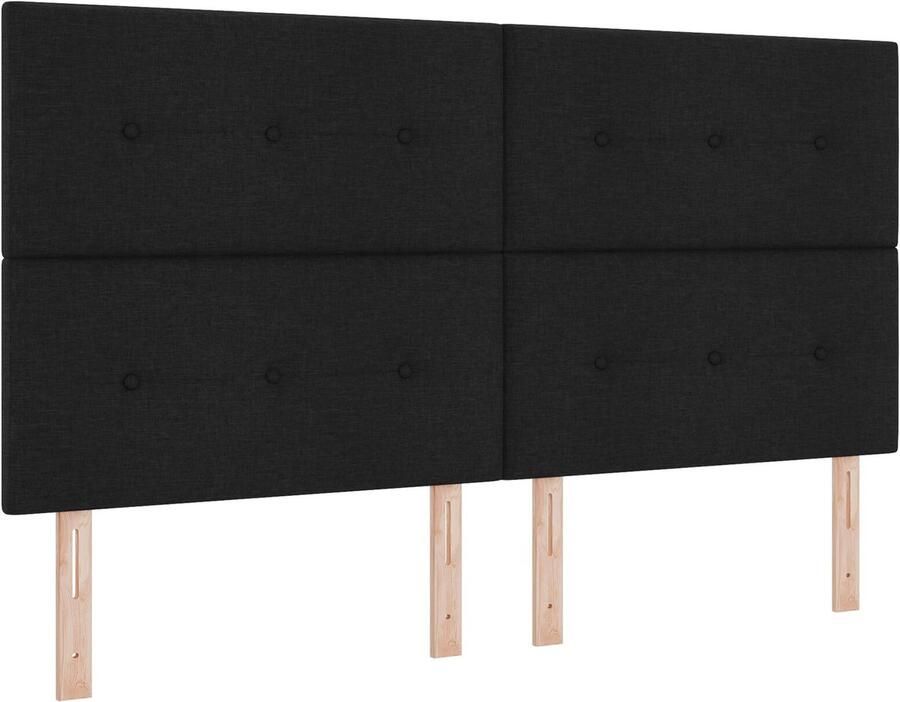 VidaXL Hoogte verstelbaar hoofdbord met hoofdeinde Zwart 180 cm Stof - Foto 2