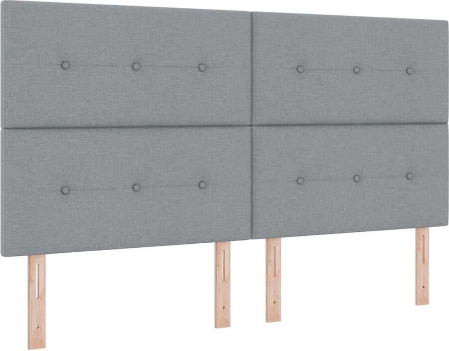 VidaXL Hoofdbord Set van 2 Lichtgrijs Stof en Hout 180 cm Duurzaam - Foto 3