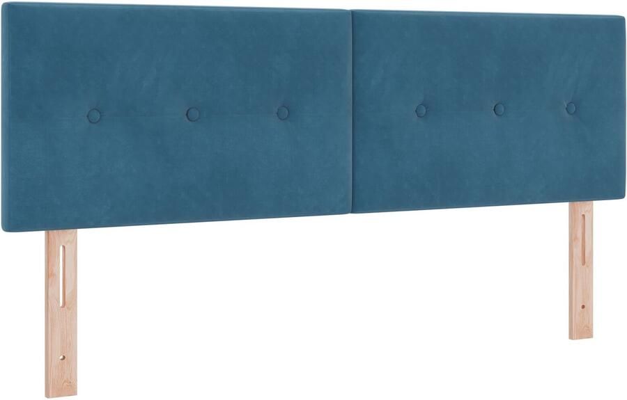 VidaXL Hoofdbord Wandgemonteerd Donkerblauw 144 cm Fluweel - Foto 2
