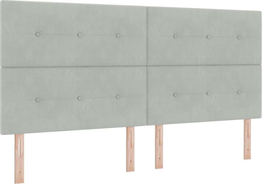 VidaXL Hoofdbord Wandgemonteerd Lichtgrijs 200 cm Fluweel - Foto 2