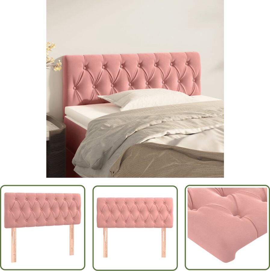 The Living Store Hoofdbord 90x7x78 88 cm fluweel roze Hoofd Bord Hoofdbord Kopen Klassiek Hoofdbord Fluweel Hoofdbord Roze Hoofdbord