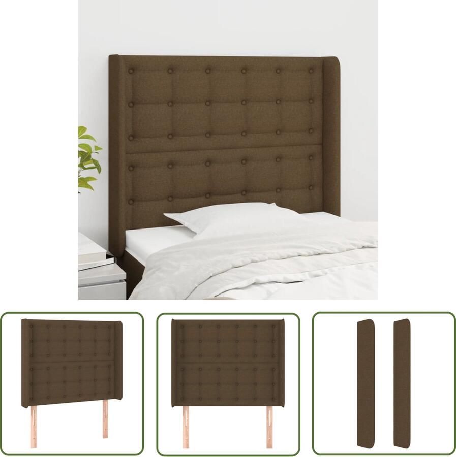 The Living Store Hoofdbord met randen 83x16x118 128 cm stof donkerbruin Hoofd Bord Hoofdbord Kopen Bedheadboard Bedroom Decor Luxe Headboard