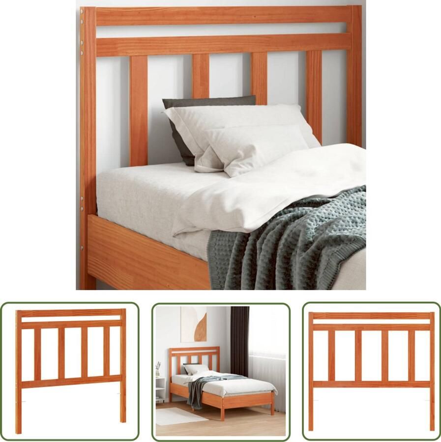 The Living Store Houten Hoofdeinde 105.5 x 4 x 100 cm Massief grenenhout Wasbruin Houten Hoofdbord Kopen Massief Hout Grenenhout Wasbruin