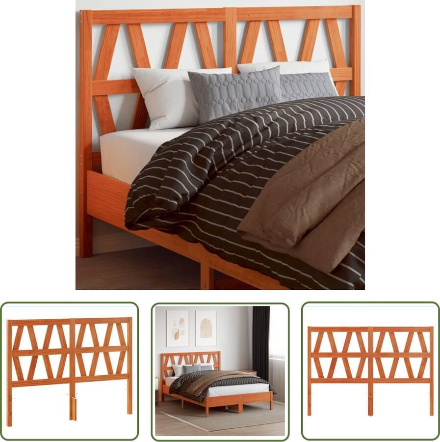The Living Store Houten hoofdeinde Bedframe 140.5 x 8.5 x 100 cm Massief grenenhout Houten Hoofdbord Kopen Massief Grenenhout Wasbruin Hoofdbord Beddecoratie
