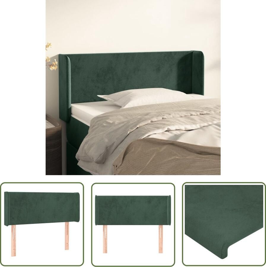 The Living Store Hoofdbord met randen 93x16x78 88 cm fluweel donkergroen Klassieke Hoofdbord Kopen Velvet Hoofdbord Donkere Groene Hoofdbord Met Randen