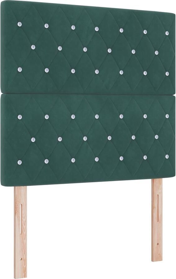 VidaXL Hoofdbord Kristal Knop Getuft Donkergroen 100 cm Fluweel Hoofdbord Kristal Knop Getuft Donkergroen 200 cm Fluweel