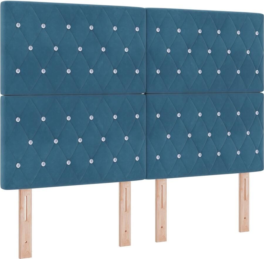 VidaXL Fluwelen Hoofdbord Argyle Handmatig Donkerblauw 160 cm Fluweel