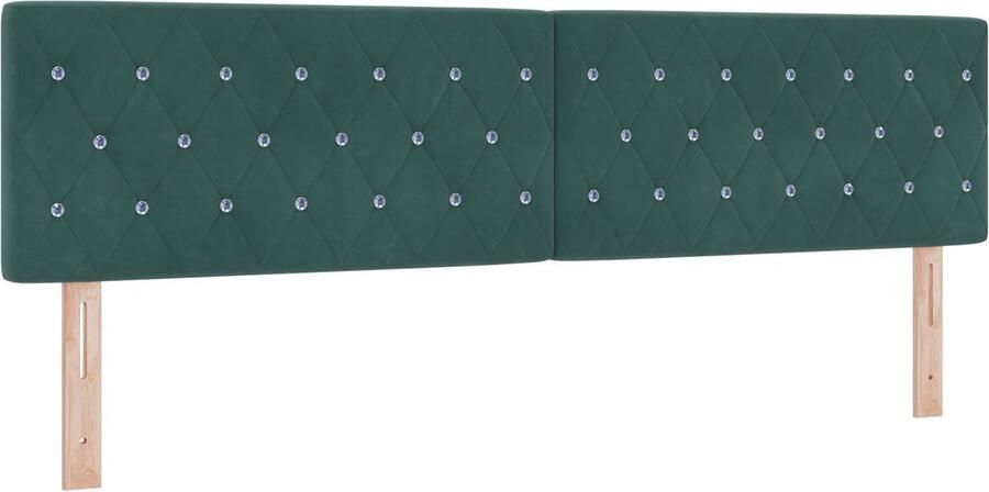 VidaXL Hoofdbord met Kristallen Knop Gevlochten Donkergroen 180 cm Fluweel