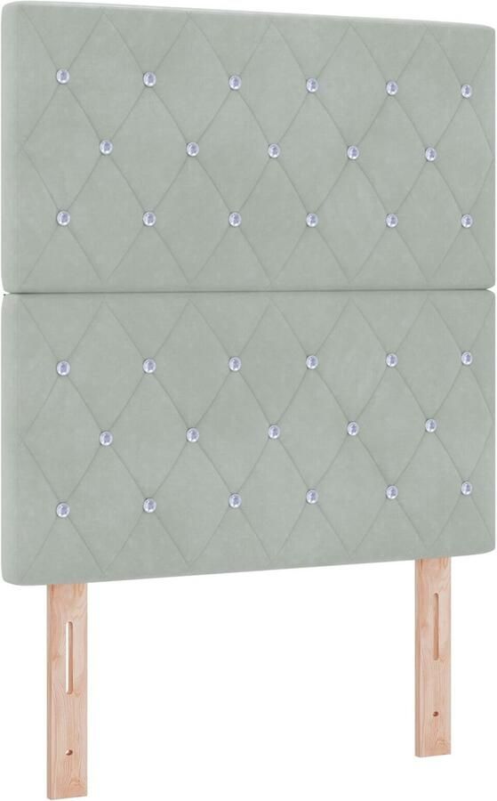 VidaXL Hoofdbord Kristalknop Tufted Licht Grijs 80 cm Fluweel Hoofdbord Kristalknop Tufted Licht Grijs 160 cm Fluweel - Foto 2