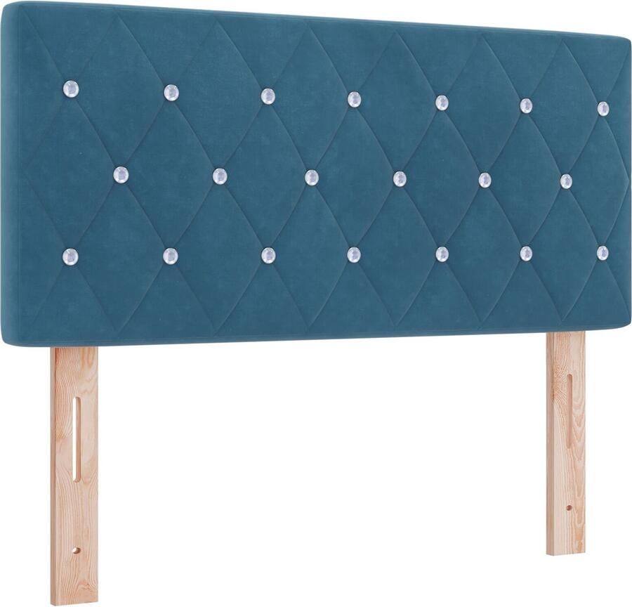VidaXL Hoofdbord met Kristallen Knop Ge tufted Donkerblauw 90 cm Fluweel
