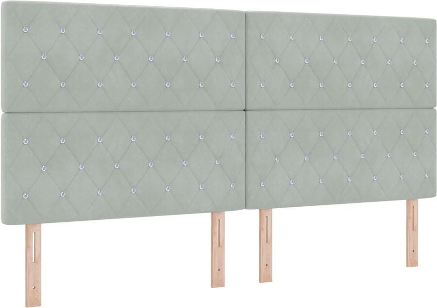 VidaXL Hoofdbord met Kristalknop in Lichtgrijs Geplooid Fluweel van 200 cm