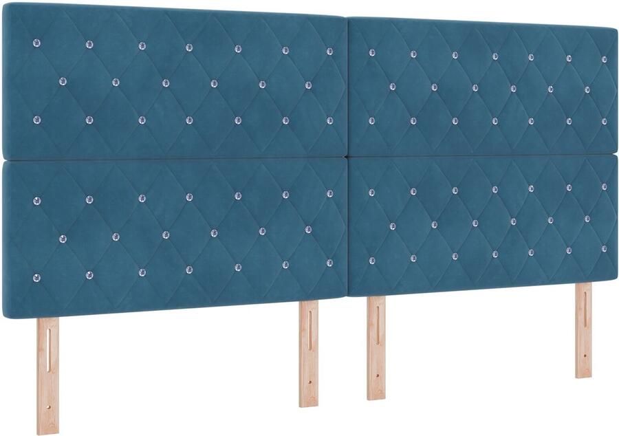 VidaXL Hoofdbord met Kristallen Knopen Gequilte Donkerblauwe 200 cm Fluweel
