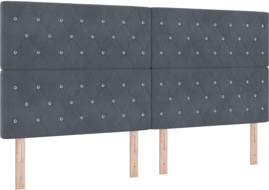 VidaXL Hoofdbord met Kristallen Knopen Ge tufted Donkergrijs 200 cm Velours - Foto 2