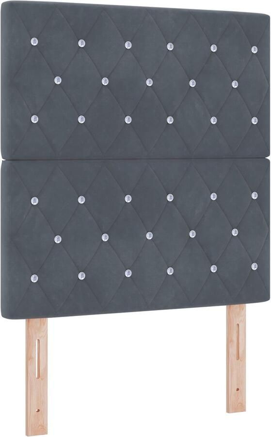 VidaXL Hoofdbord Kristallen Knop Getuft Donkergrijs 80 cm Fluweel Hoofdbord Kristallen Knop Getuft Donkergrijs 160 cm Fluweel - Foto 2