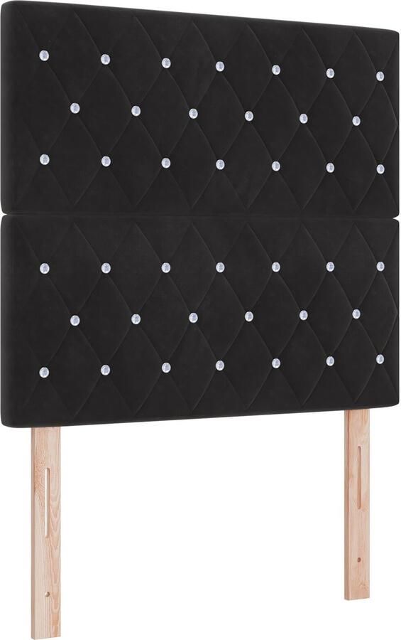 VidaXL Hoofdbord Kristallen Knop Getuft Zwart 90 cm Fluweel Hoofdbord Kristallen Knop Getuft Zwart 180 cm Fluweel
