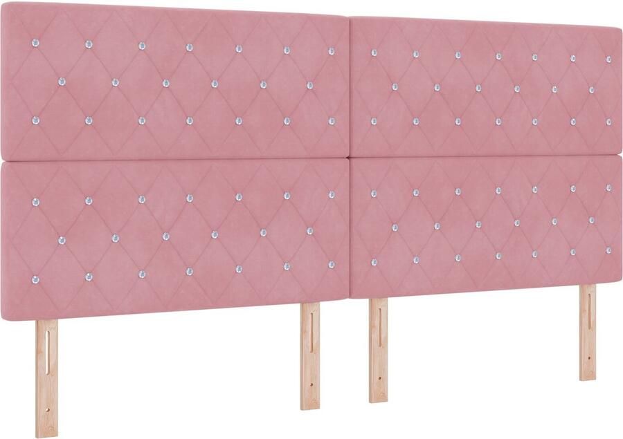 VidaXL Hoofdbord met Kristallen Knopen Ge tufted Roze 200 cm Velours