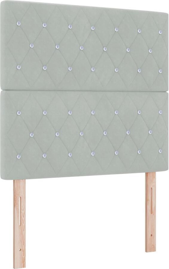 VidaXL Hoofdbord Kristallen Knop Tufted Licht Grijs 100 cm Fluweel Hoofdbord Kristallen Knop Tufted Licht Grijs 200 cm Fluweel