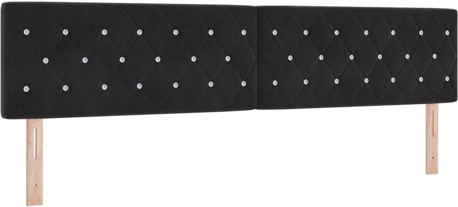 VidaXL Hoofdbord met kristalknopje gechikt voor bed van 200 cm in zwart fluweel - Foto 2