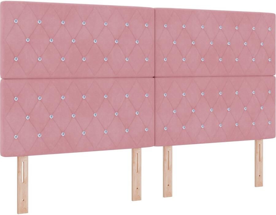 VidaXL Hoofdbord met Crystal Button Tufting in Roze 180 cm van Fluweel - Foto 2
